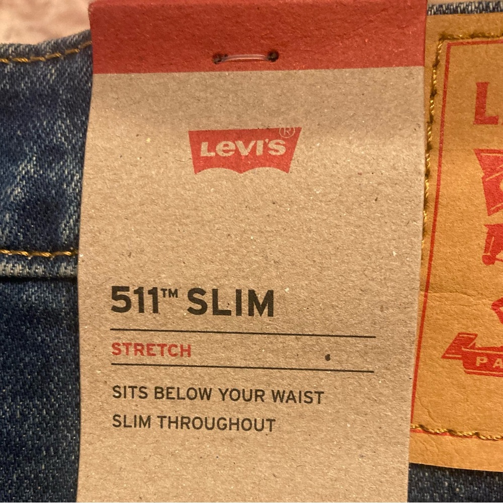 Levi's 511 Slim Fit 34x30 Dark Blue Jeans New With Tags - Picture 6 of 7